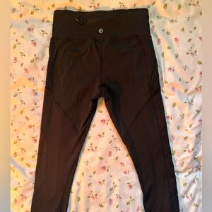 Lululemon Black Running Leggings Reflective Stripe size 4